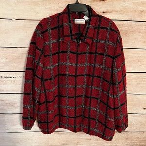 Vintage Alfred Dunner Plaid Jacket Women Size 22W Red / Black